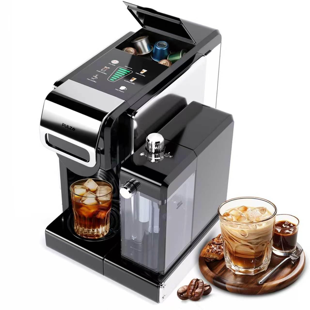 PULZO Espresso Machine with Integrated Automatic Milk Frother, capsule coffee maker for K*cup capsu…
