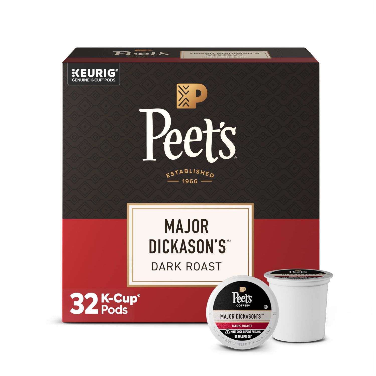 Peet's Coffee, Dark Roast Keurig K-Cup Pods, 100% Arabica Coffee - Major Dickason's Blend 32 Count …