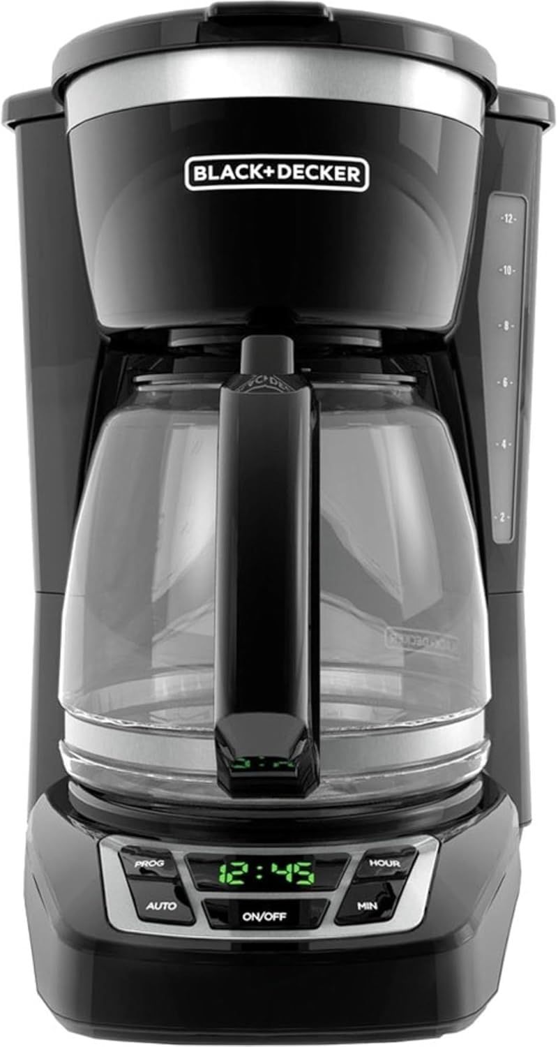 BLACK+DECKER 12-Cup Digital Coffee Maker, Programmable, Washable Basket Filter, Sneak-A-Cup, Auto B…