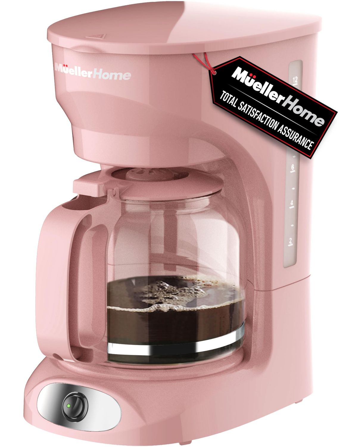 MUELLER HOME 12-Cup Pink Coffee Maker - Borosilicate Carafe, Auto-Off, Pink Kitchen Accessories, Re…