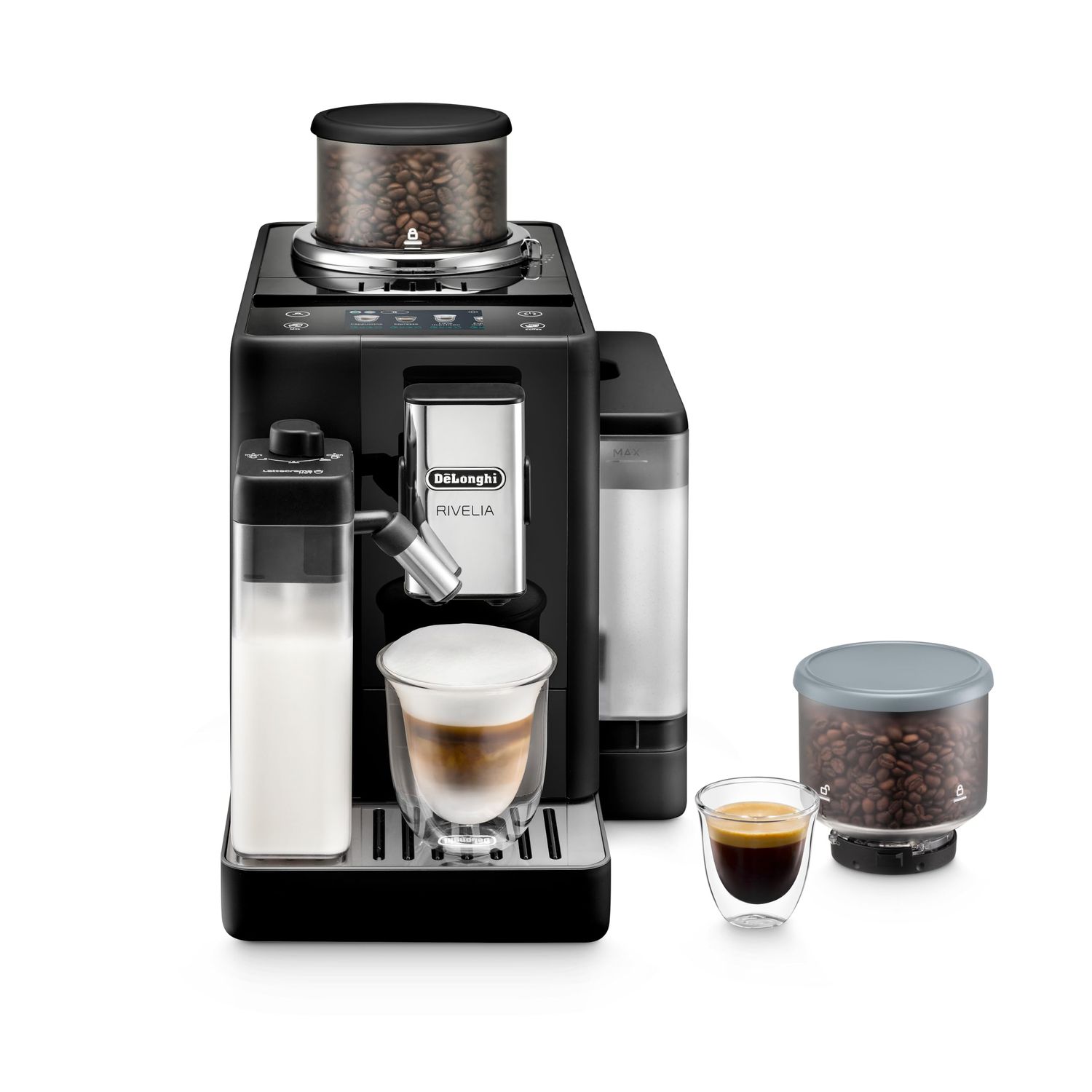 De'Longhi Rivelia Automatic Espresso Machine with Grinder &amp; Milk Frother – All-in-One Coffee Maker,…