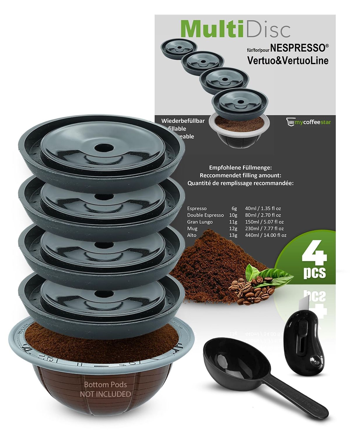 Reusable Coffee Capsule Lids - Refillable Pod Lids for Nespresso Vertuo, Compatible with All Vertuo…