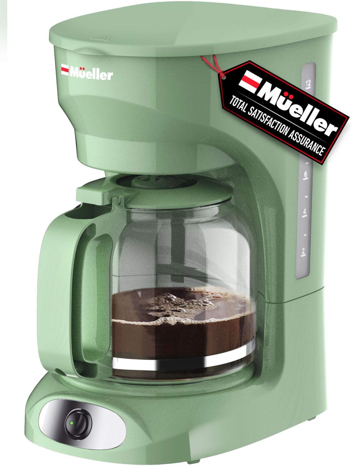 MUELLER HOME 12-Cup Drip Green Coffee Maker, Borosilicate Carafe, Auto-Off, Reusable Filter, Anti-D…