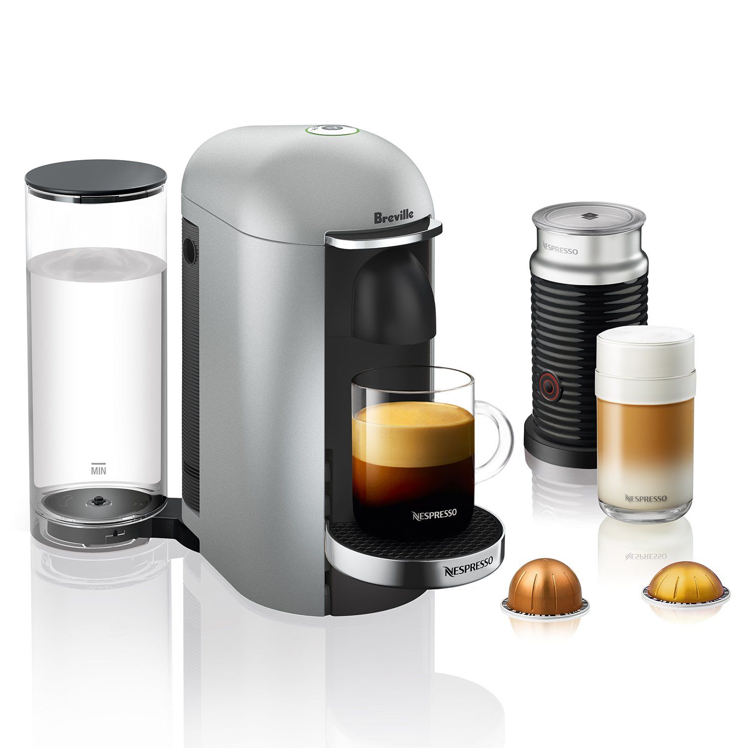Nespresso VertuoPlus Deluxe Coffee and Espresso Machine Bundle with Aeroccino Milk Frother by Brevi…