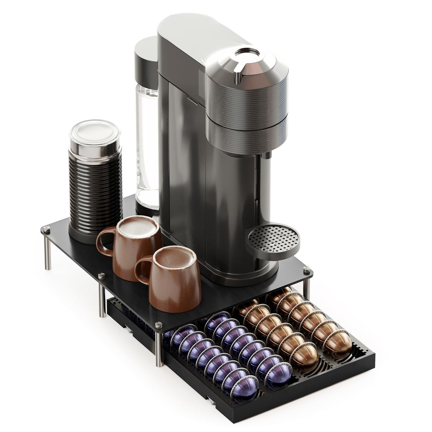 SpaceAid Bamboo Coffee Pod Holder Drawer Storage Compatible with Nespresso Vertuo Capsules, Coffee …