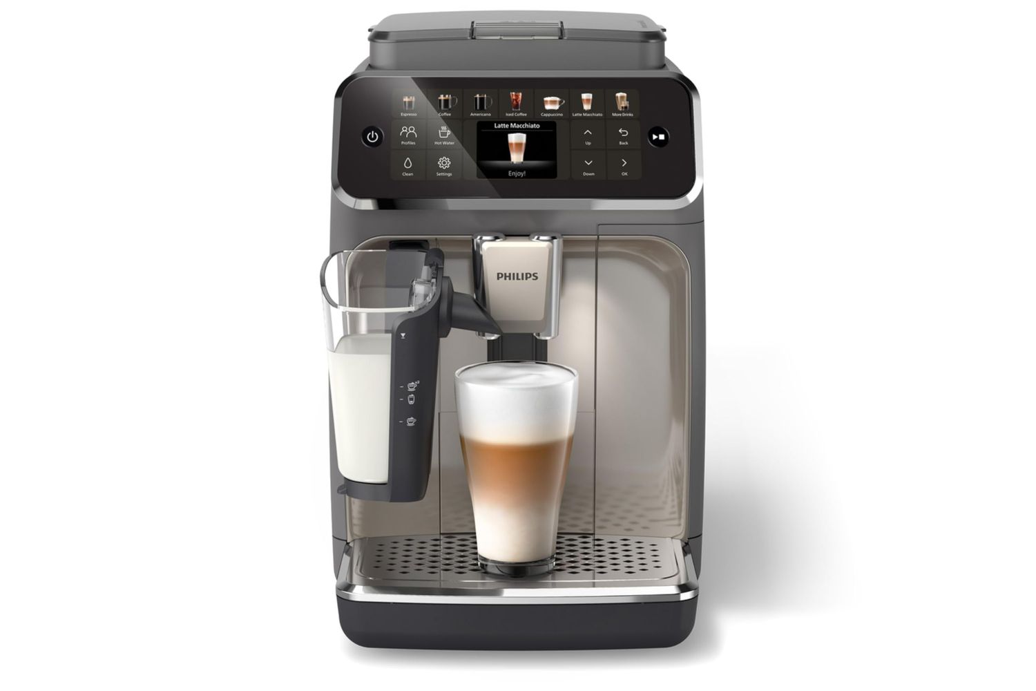 Philips 4400 Series Fully Automatic Espresso Machine, LatteGo Milk System, Integrated Grinder, 12 H…