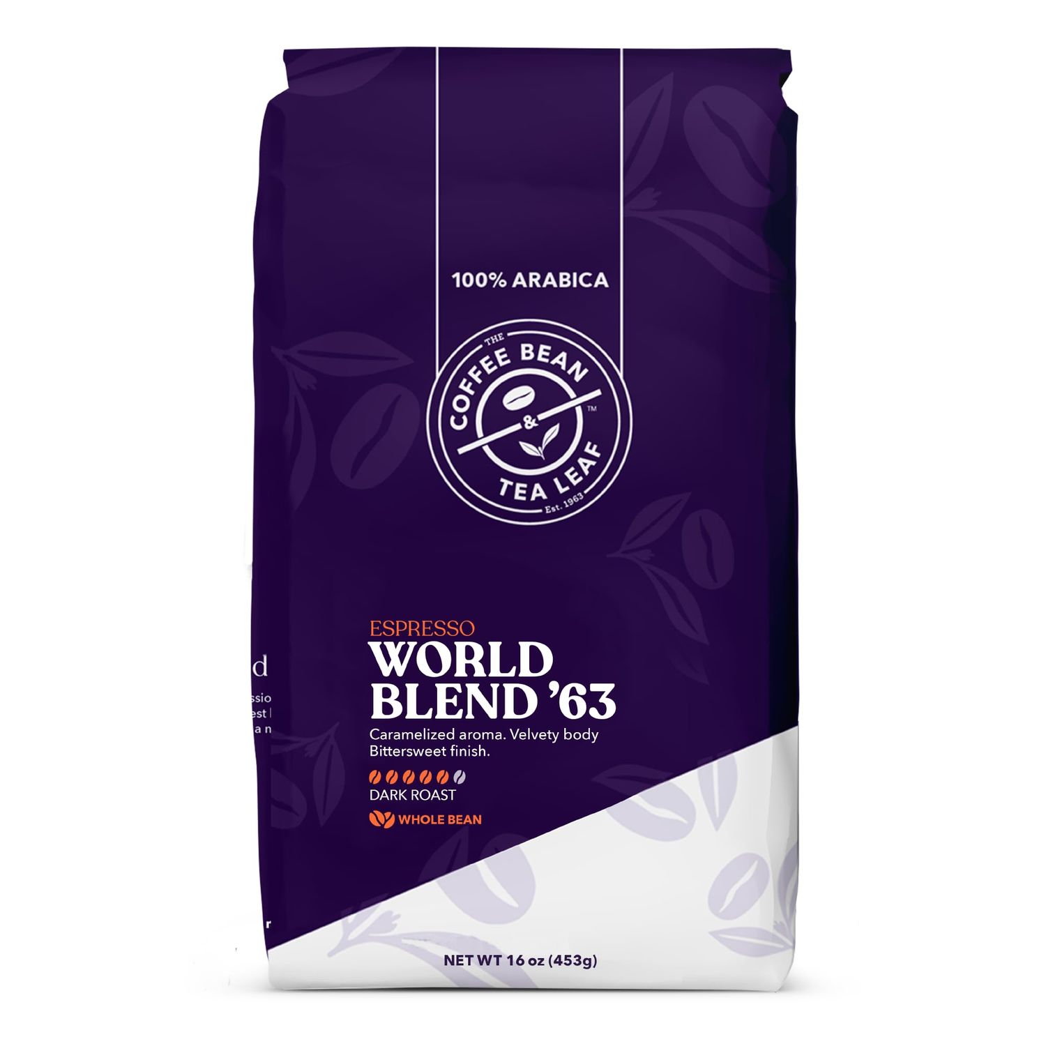 The Coffee Bean &amp; Tea Leaf, World Blend '63, Dark Roast Whole Bean Coffee Beans, 1lb bag (16oz)