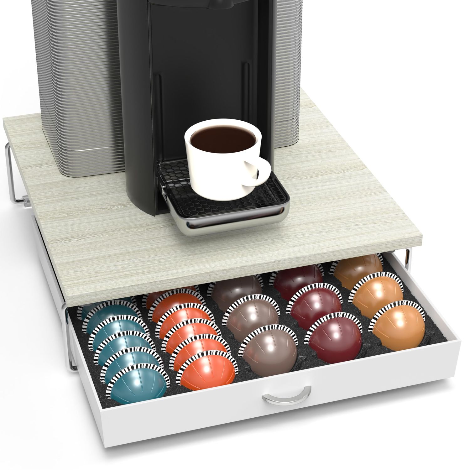 Deco Brothers Supreme Vertuoline Drawer, Holds with 30 Big or 60 Small Vertuoline Pods, Maple