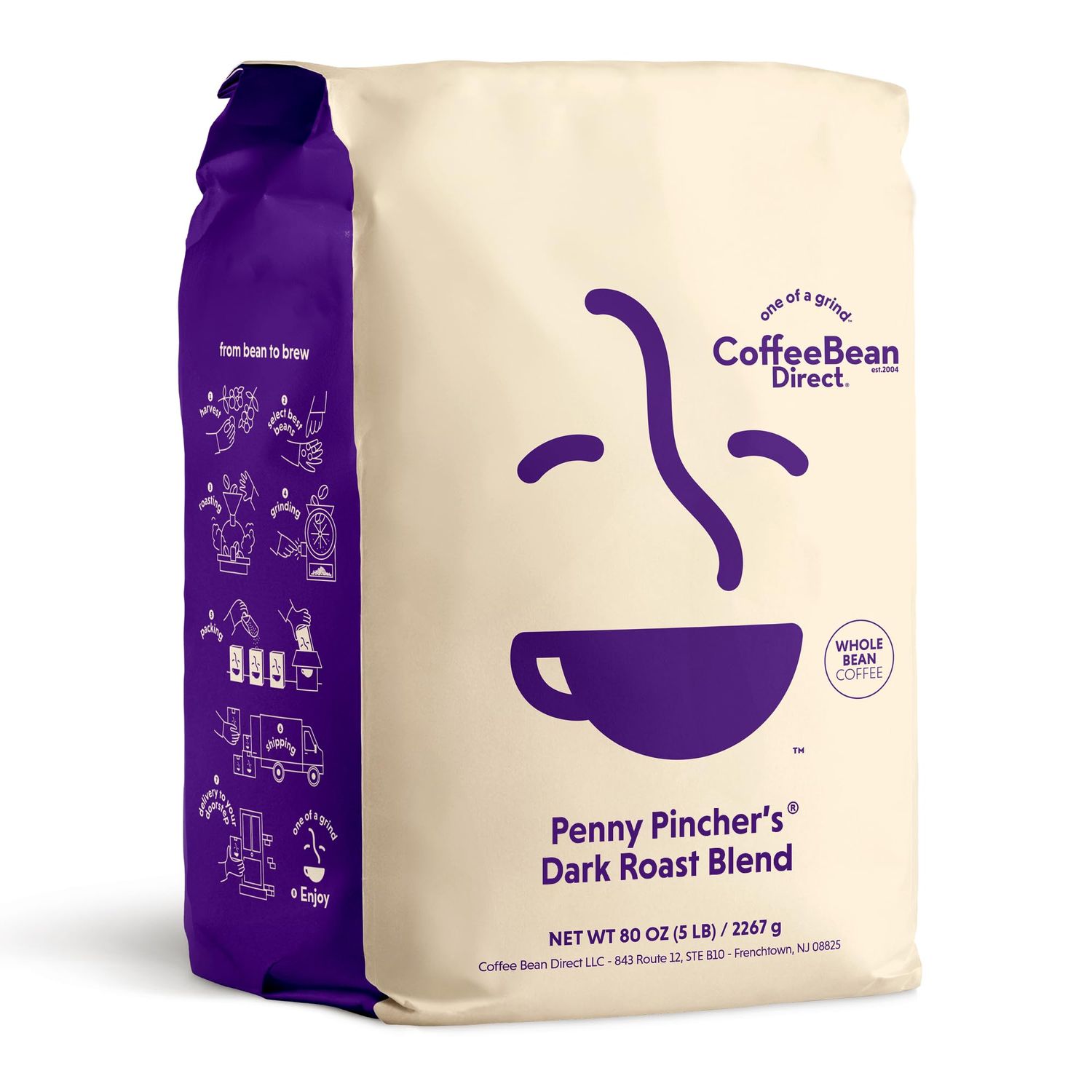 Coffee Bean Direct Penny Pincher's® Dark Roast Blend, Whole Bean Coffee, Bold and Versatile, Dark R…