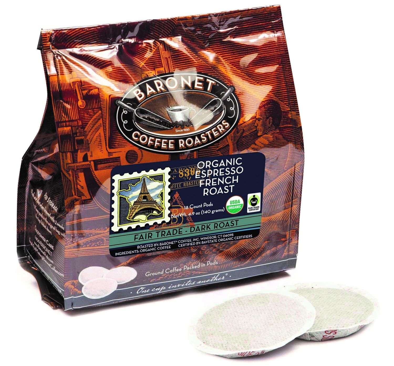 Baronet Coffee Pods [Hazelnut Flavored-54 Pods] Single Cup Use Like Senseo - 3 Bags of 18 Single Se…