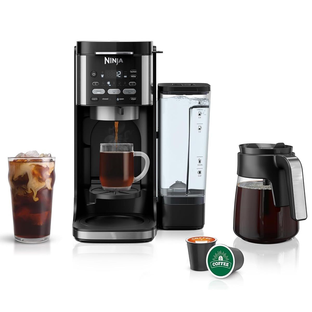 Ninja () Drip Coffee Maker, DualBrew Pro Hot &amp; Iced Coffee, Compatible with K-Cup Pods, 3 Brew Styl…