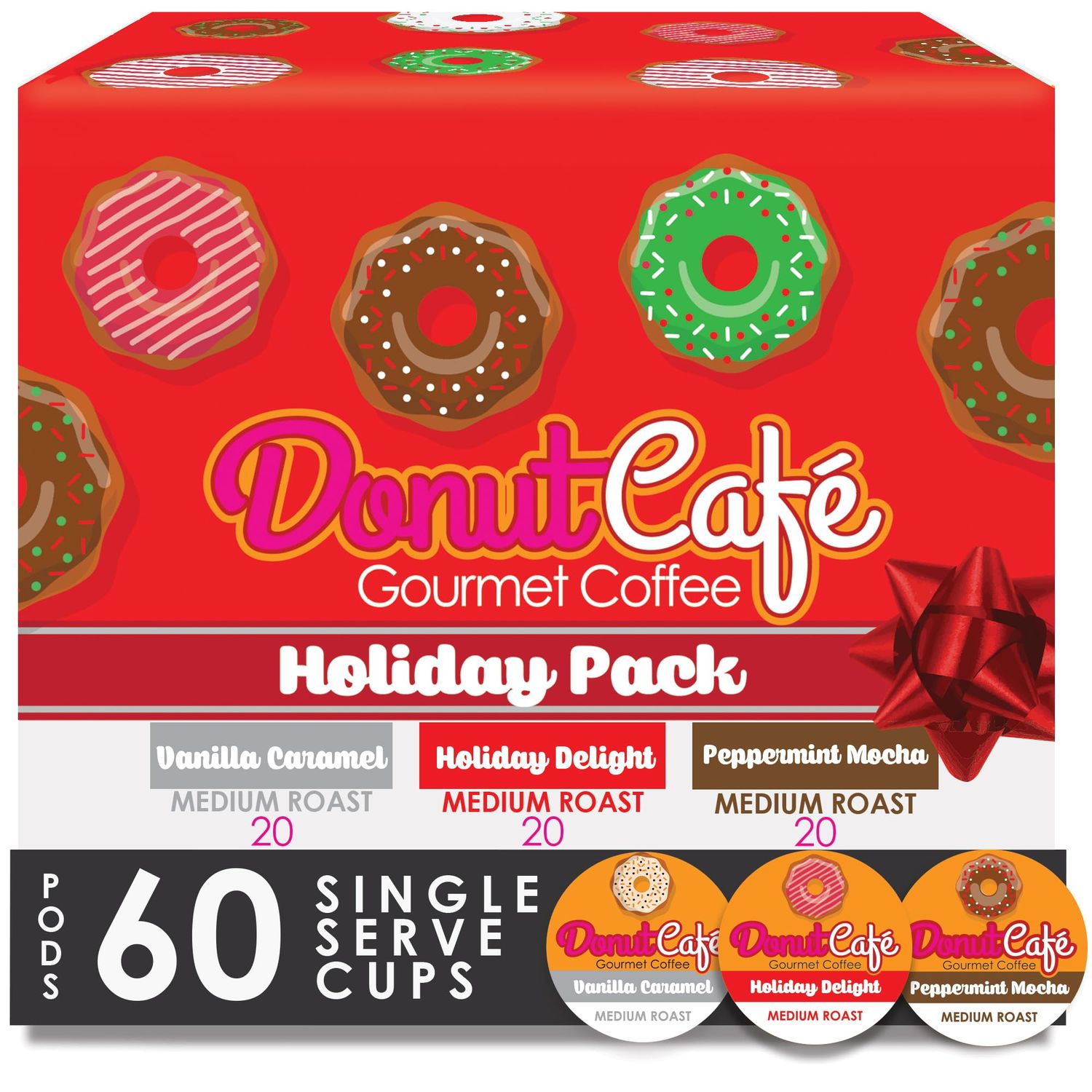 Donut Café - Gourmet Coffee Medium Roast Flavored Variety Pack – Pecan Pie, Coconut Crumble, Salted…