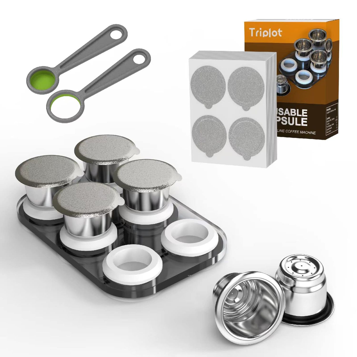 Reusable Capsules for Nespresso OriginalLine - 6pcs Refillable Coffee Pods,Stainless Steel Cups Com…