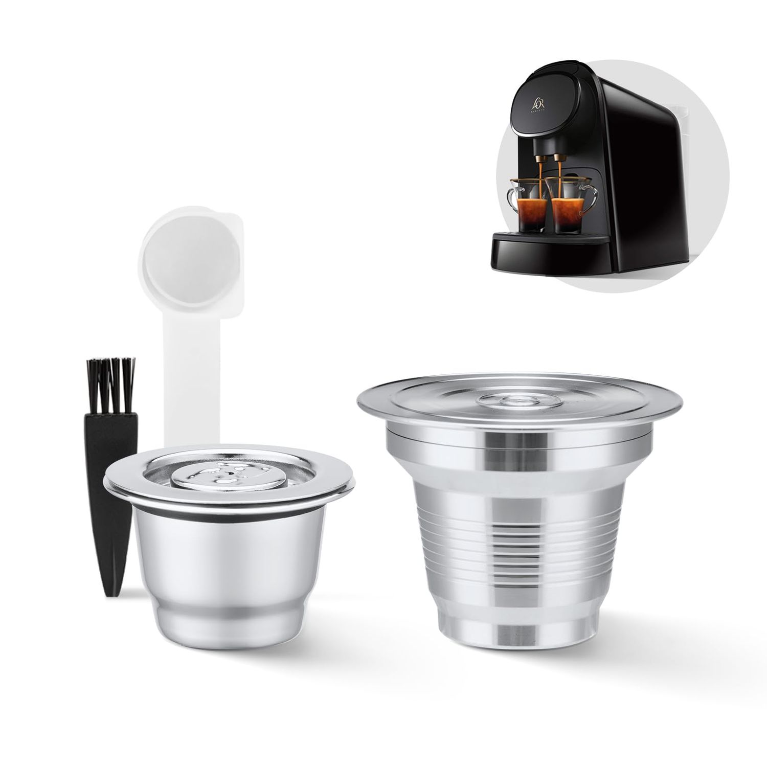 2 Pcs Reusable Stainless Steel Coffee Capsules Compatible with L'OR Barista LM8012 / 60, Refillable…