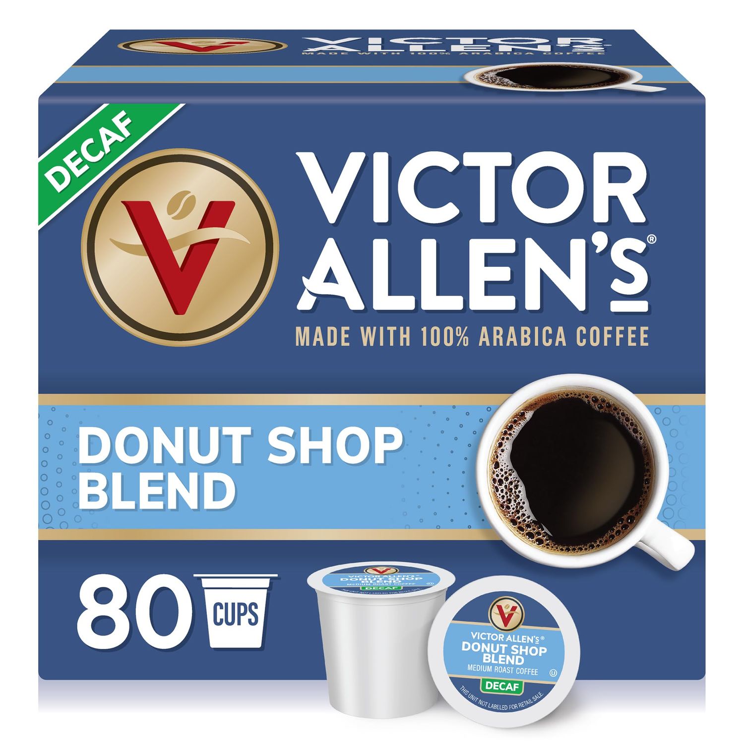 Victor Allen's Coffee Decaf Donut Shop Blend, Medium Roast, 80 Count, Single Serve Coffee Pods for …