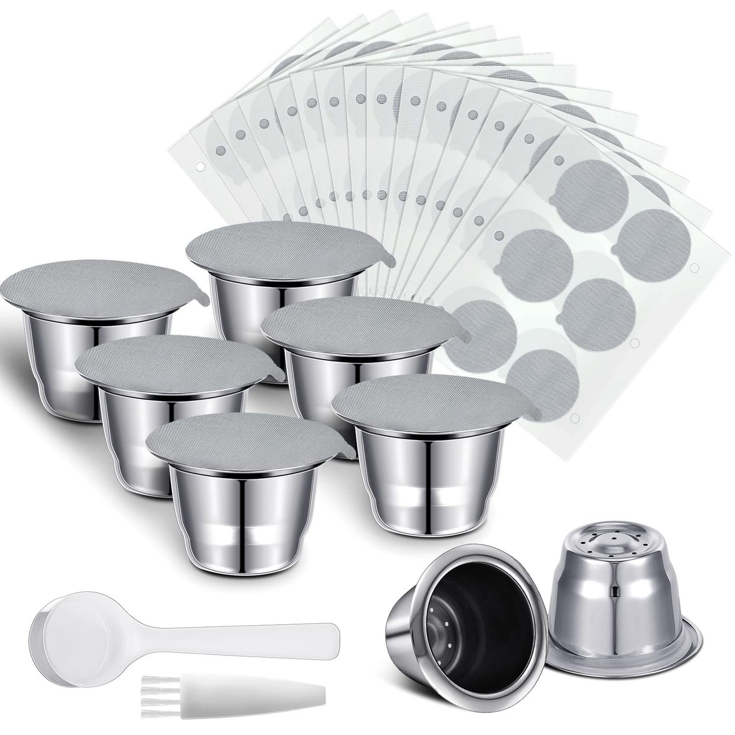 Didaey Reusable Espresso Capsules Stainless Steel Refillable Coffee Pods Reusable Espresso Pods wit…