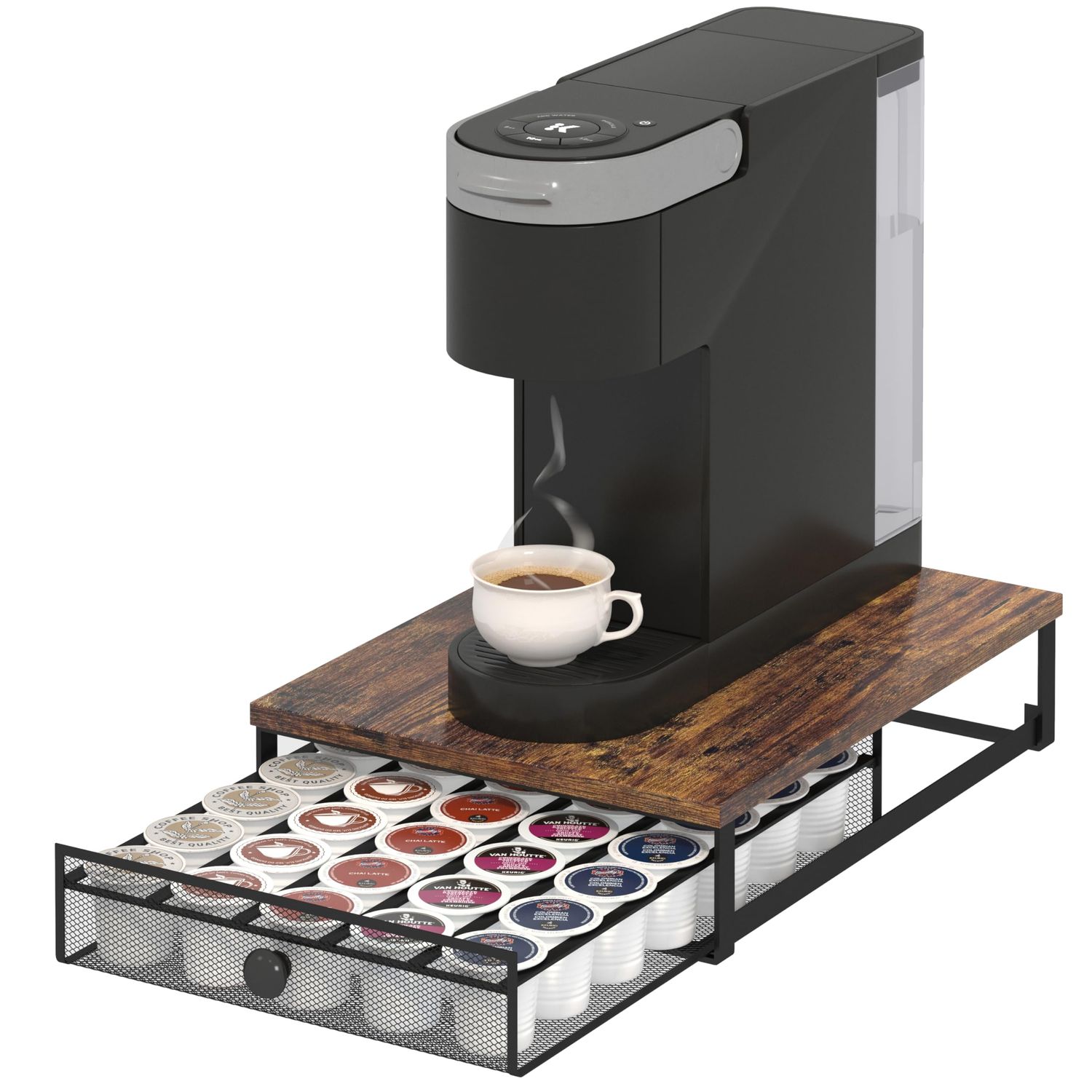 Sedegn Coffee Pod Holder Counter Coffee Vertuo Capsules Storage Organizer with Sliding Drawer Compa…