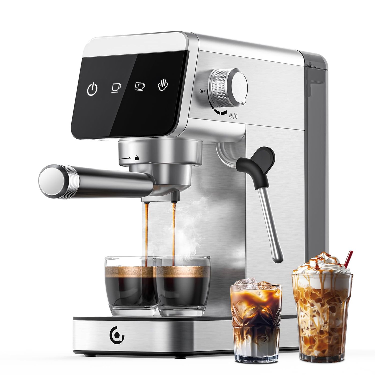 AMZCHEF Espresso Machine 20 Bar, Compact Coffee Maker with LED Touch Screen &amp; Steam Milk Frother, E…
