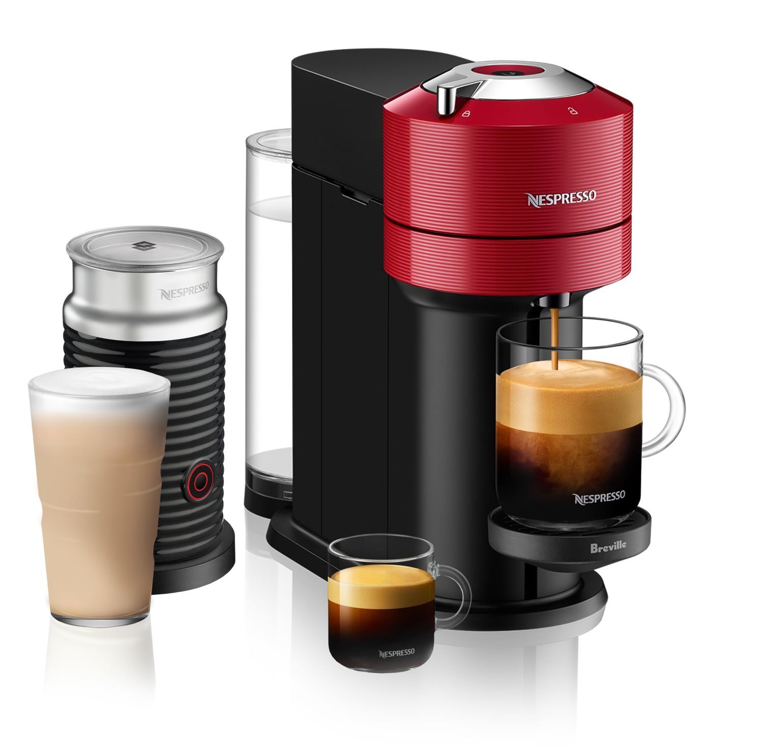 Nespresso Vertuo Next Coffee and Espresso Machine by Breville with Milk Frother, 1.1 liters, Cherry