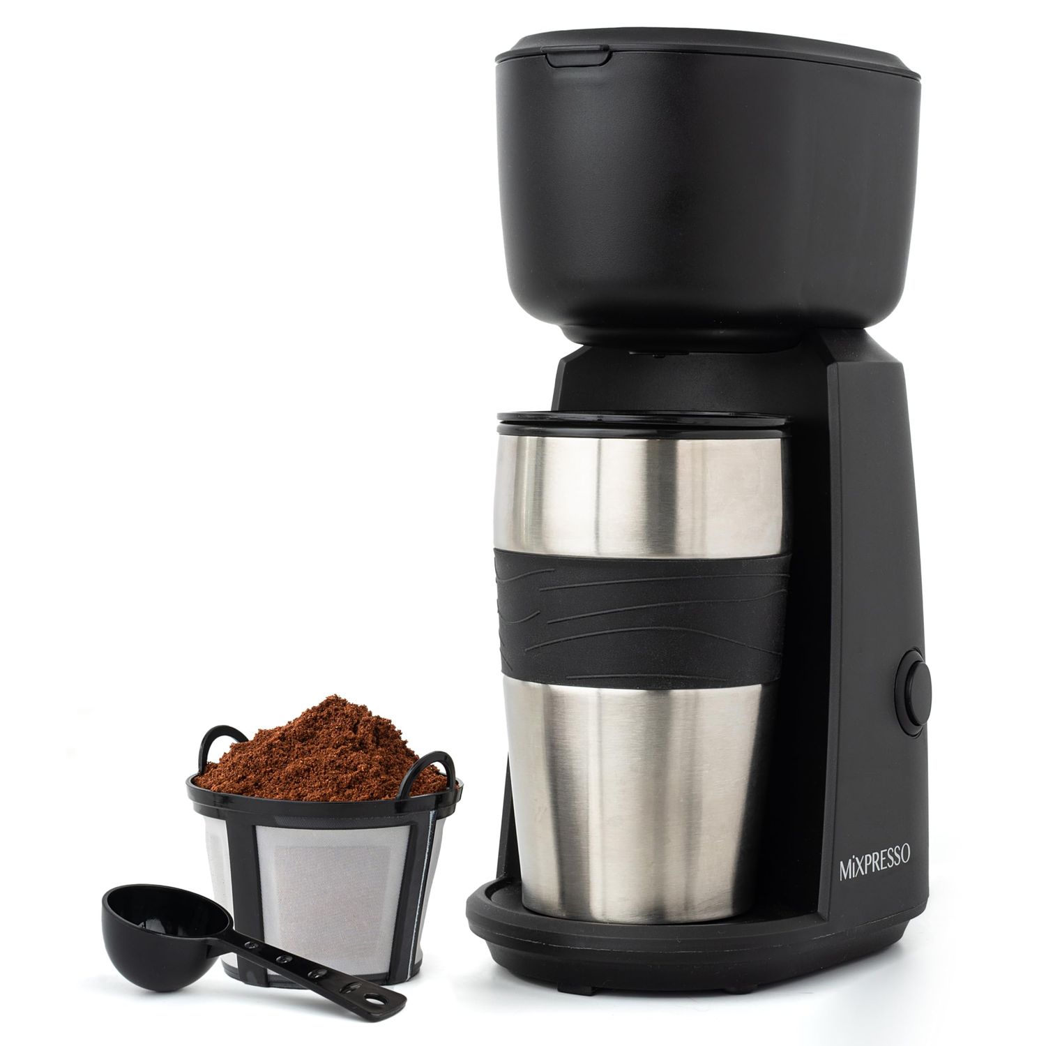 Mixpresso Personal Single Serve Coffee Maker &amp; 14oz Travel Mug, Drip Small Coffee Maker &amp; Tumbler, …
