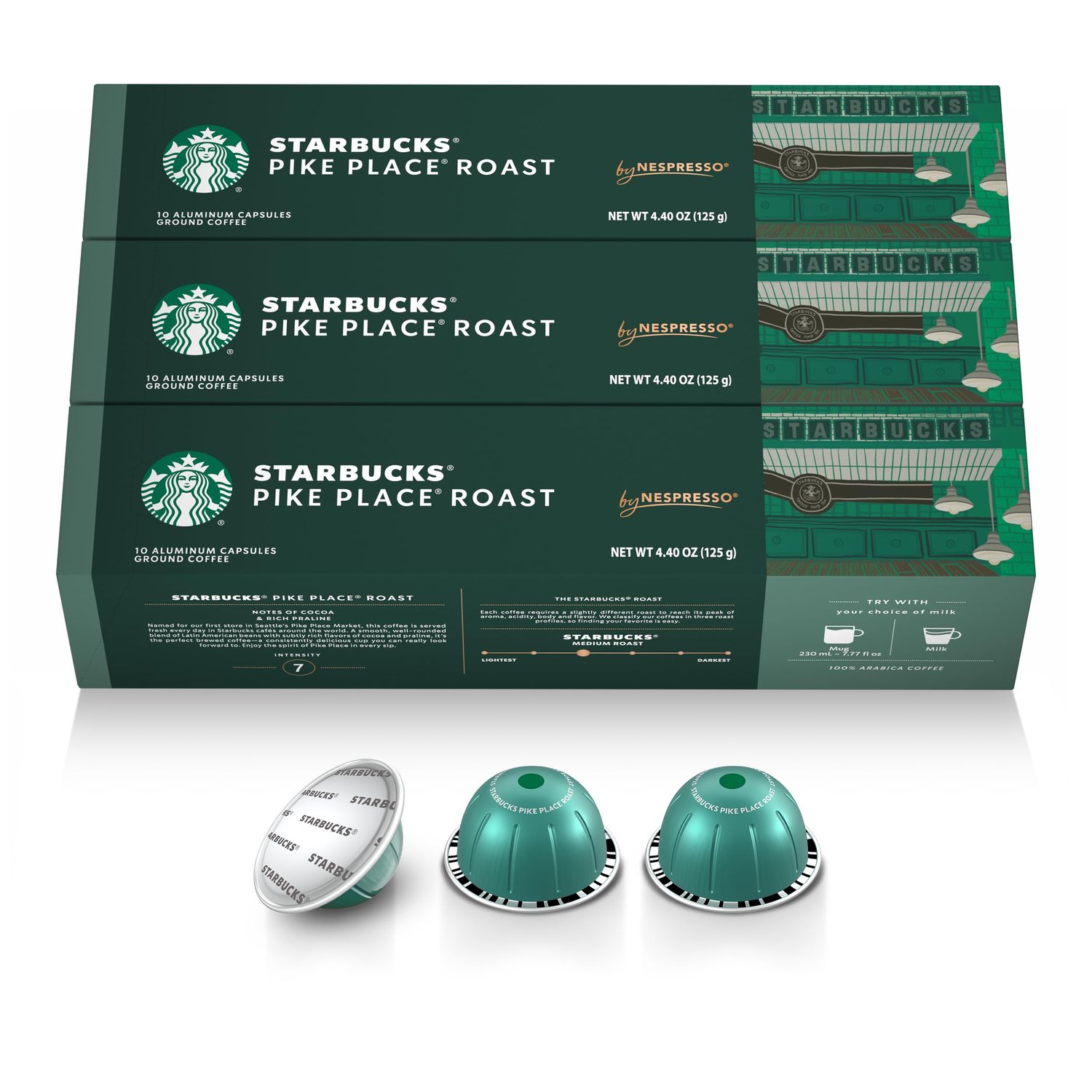 Starbucks by Nespresso Vertuo, Pike Place, Medium Roast Coffee 30-count Coffee Pods, Brews 7.8 oz.