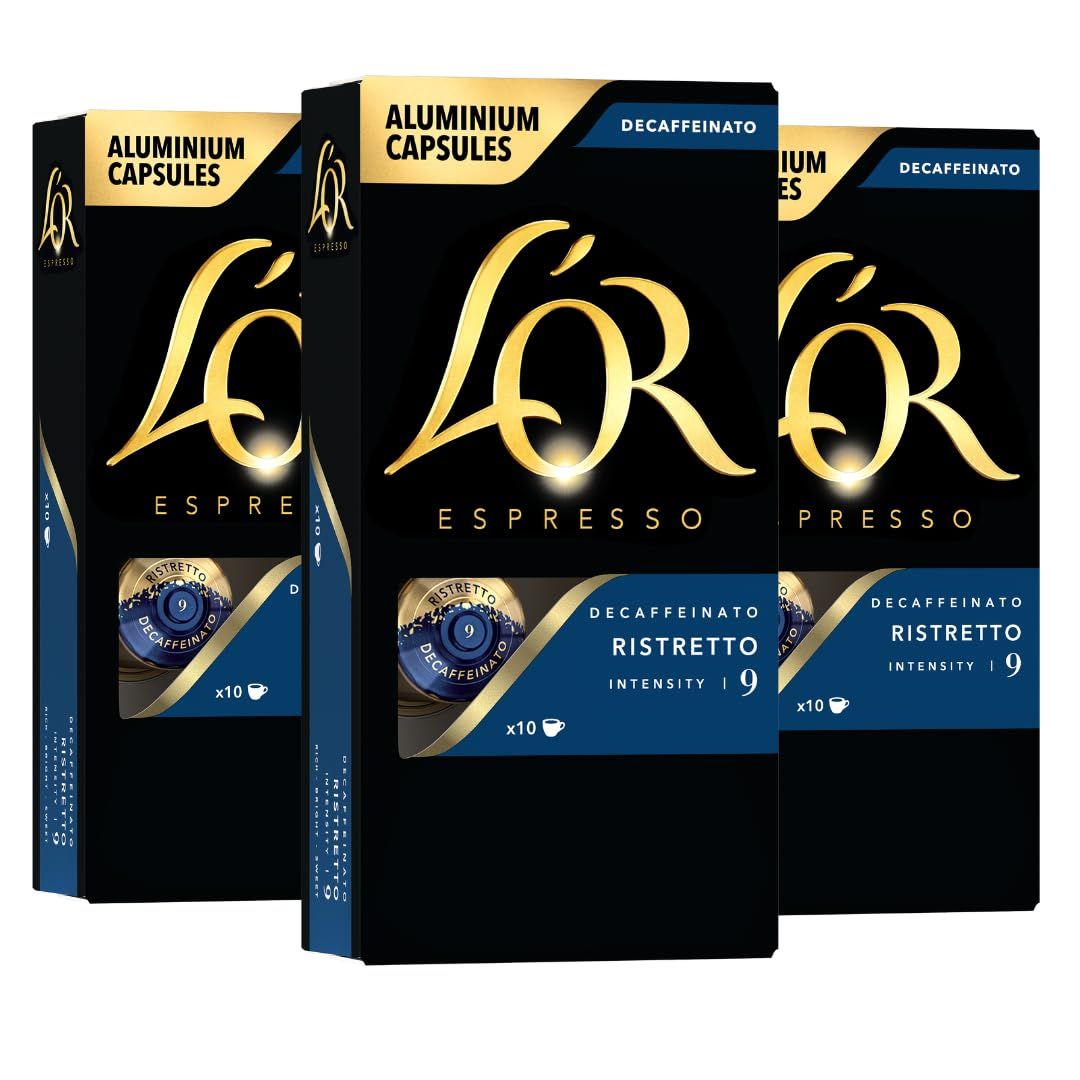 L'OR DECAF Espresso Capsules, 30 Count DECAF Ristretto, Single-Serve Aluminum Coffee Capsules Compa…