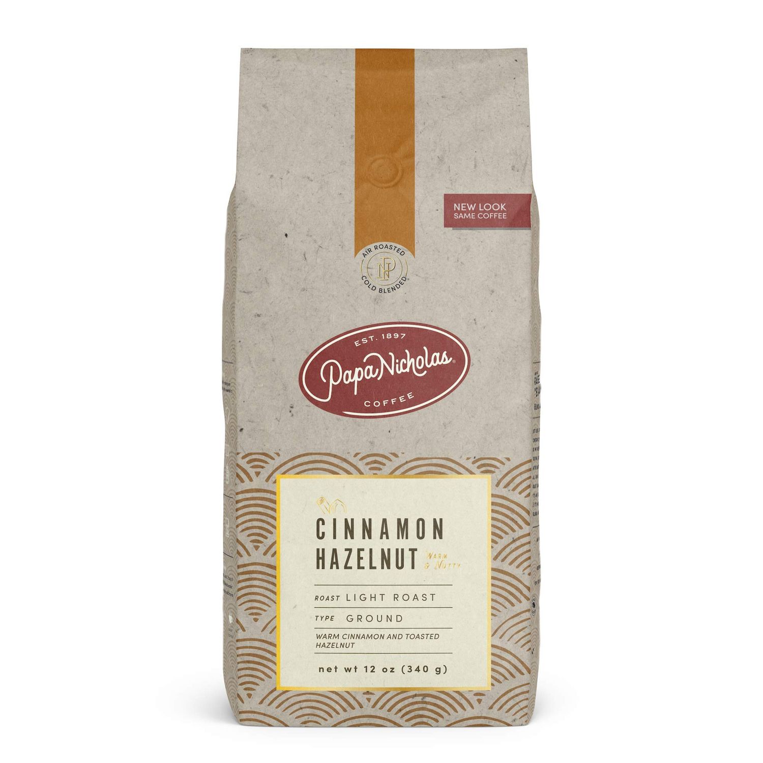 PapaNicholas Coffee Whole Bean Coffee, Cinnamon Hazelnut | 10 Ounce | Flavored Light Roast | Air Ro…