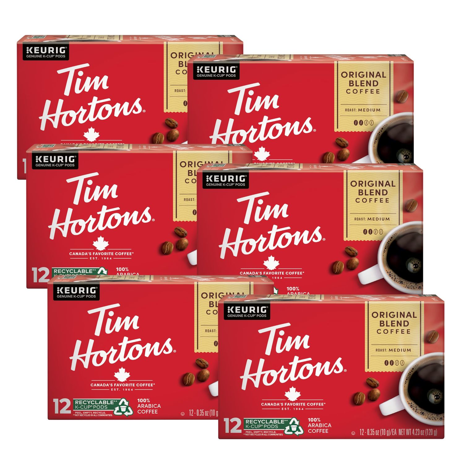 Tim Hortons Original Blend, Medium Roast Coffee, Single-Serve K-Cup Pods Compatible with Keurig Bre…