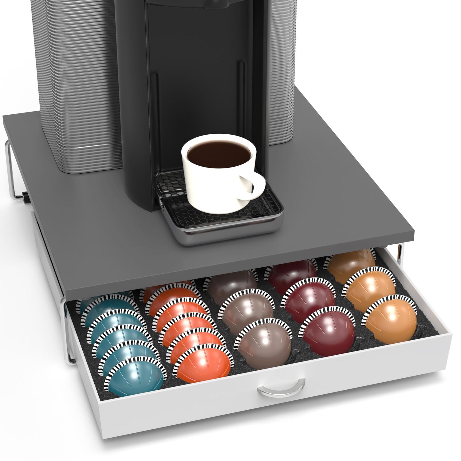 Deco Brothers Supreme Vertuoline Drawer, Holds with 30 Big or 60 Small Vertuoline Pods, Grey