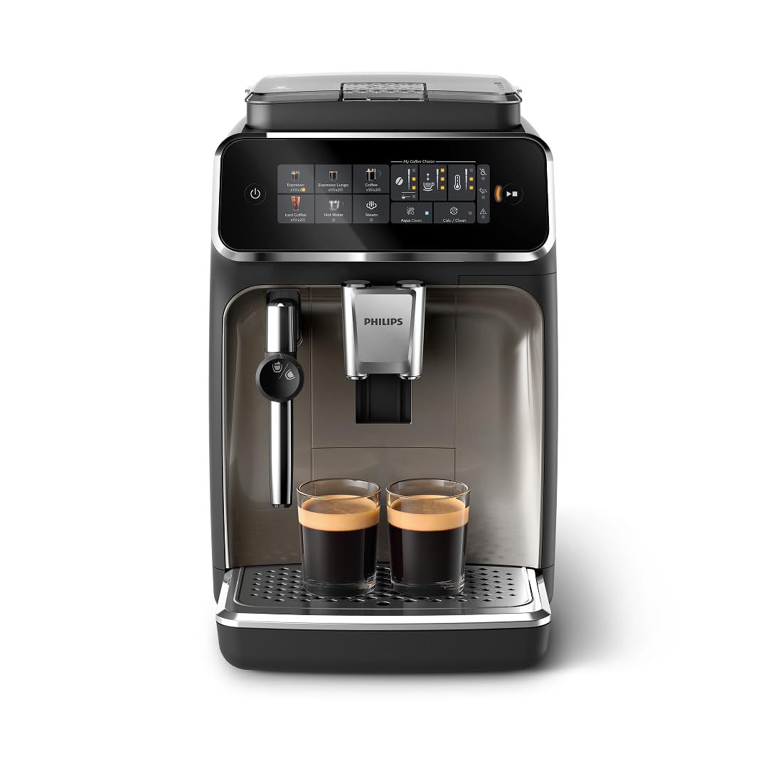 Philips 3300 Series Fully Automatic Espresso Machine with integrated milk frother and grinder, 5 Ho…