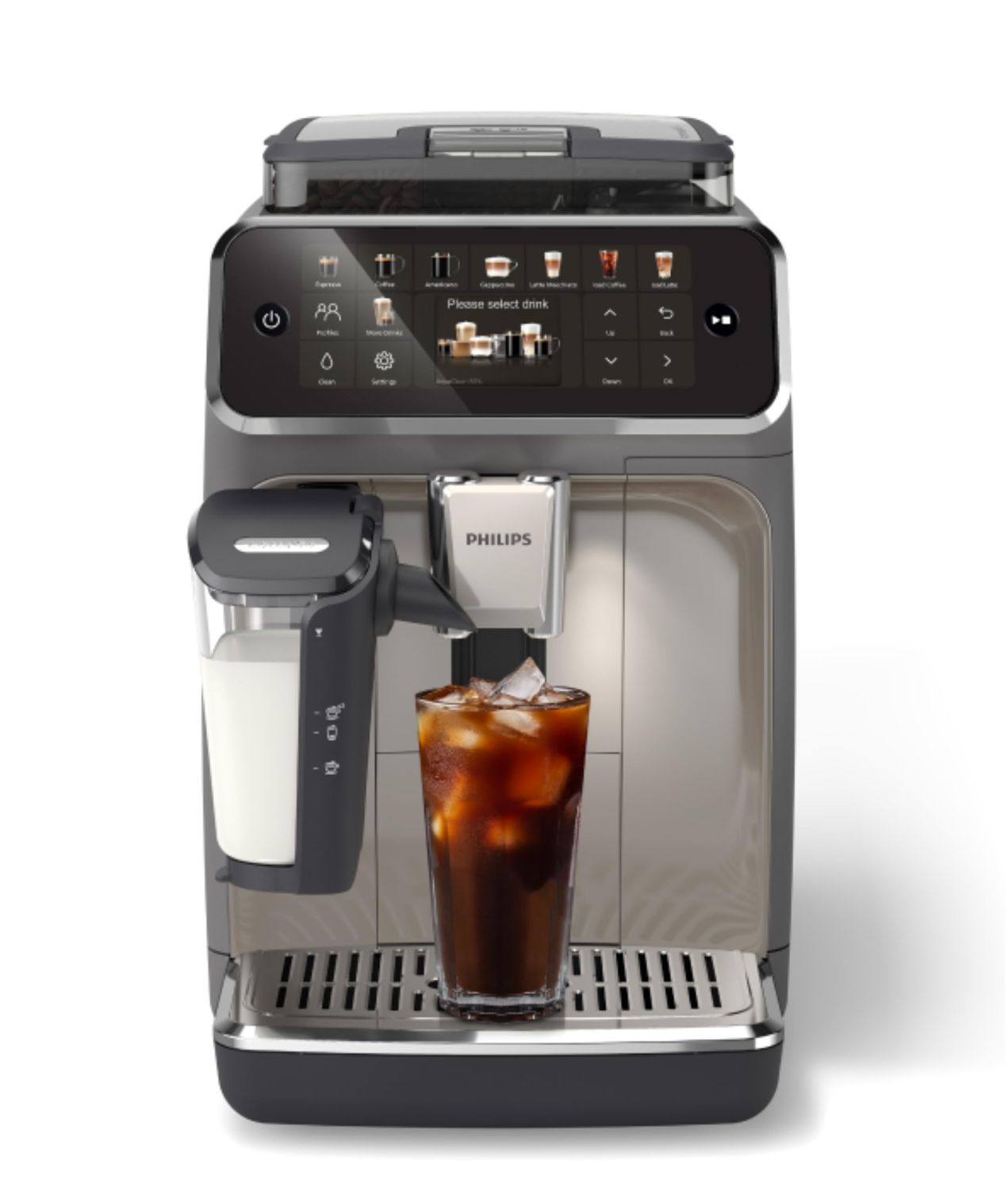 Philips 5500 Series Fully Automatic Espresso Machine, LatteGo Milk System, Integrated Grinder, 20 H…