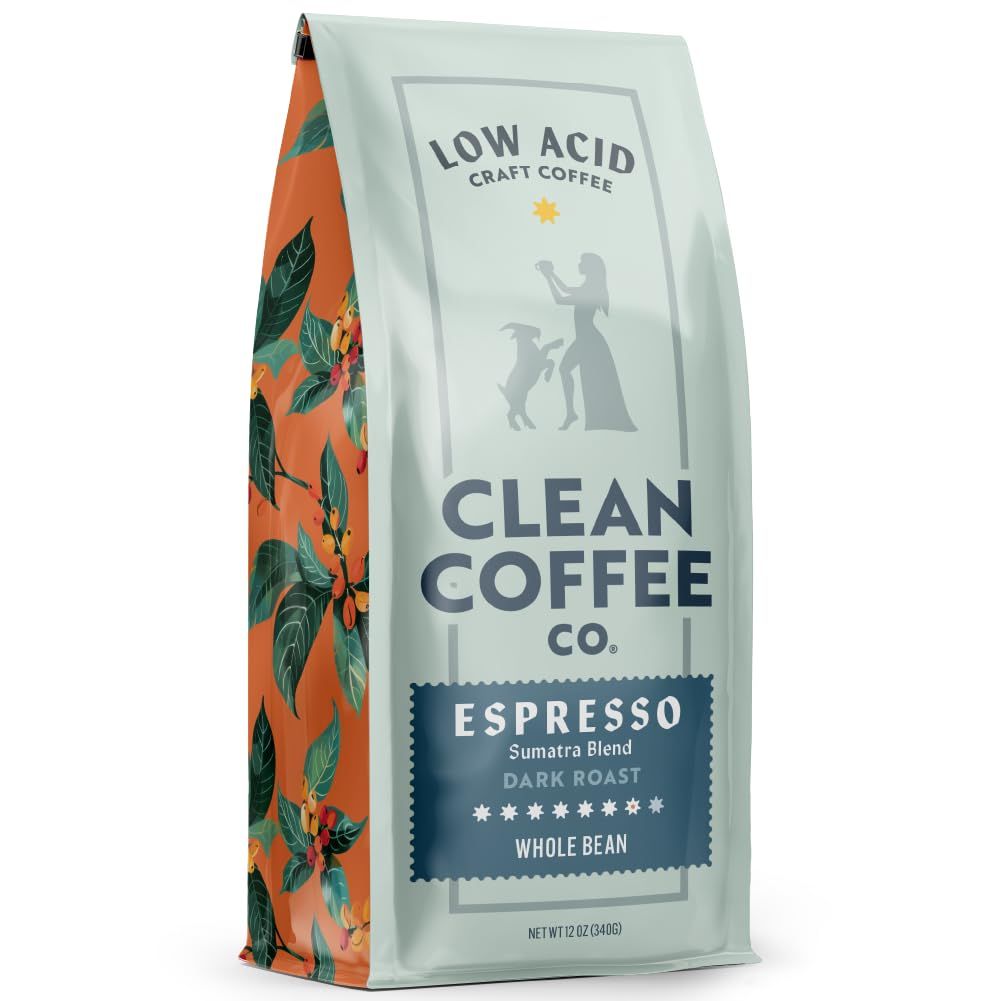 Clean Coffee Co. - Low Acid Espresso Roast, Tested for Molds and Toxins, Sumatra Blend, Notes of Da…