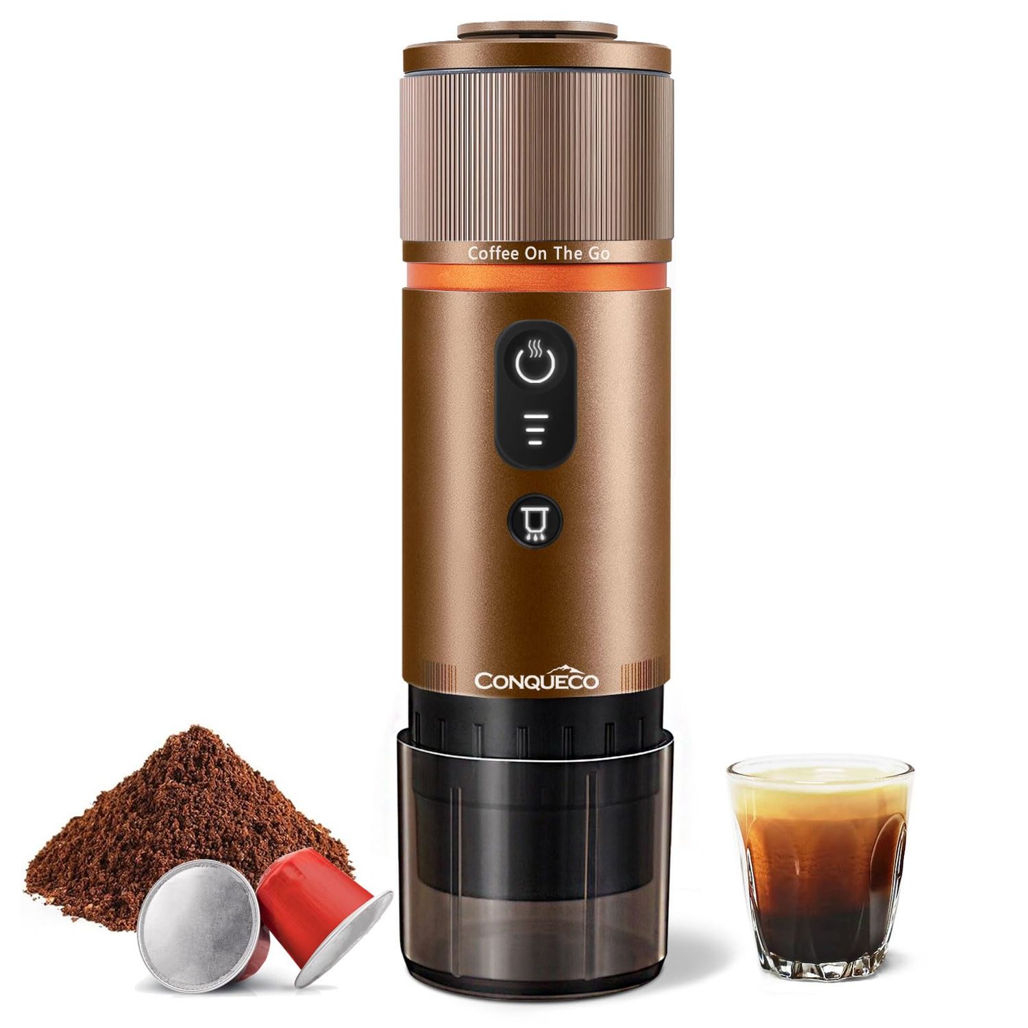 CONQUECO Portable Espresso Coffee Machine: 12V Electric Small Travel Expresso Maker - Self Heating …
