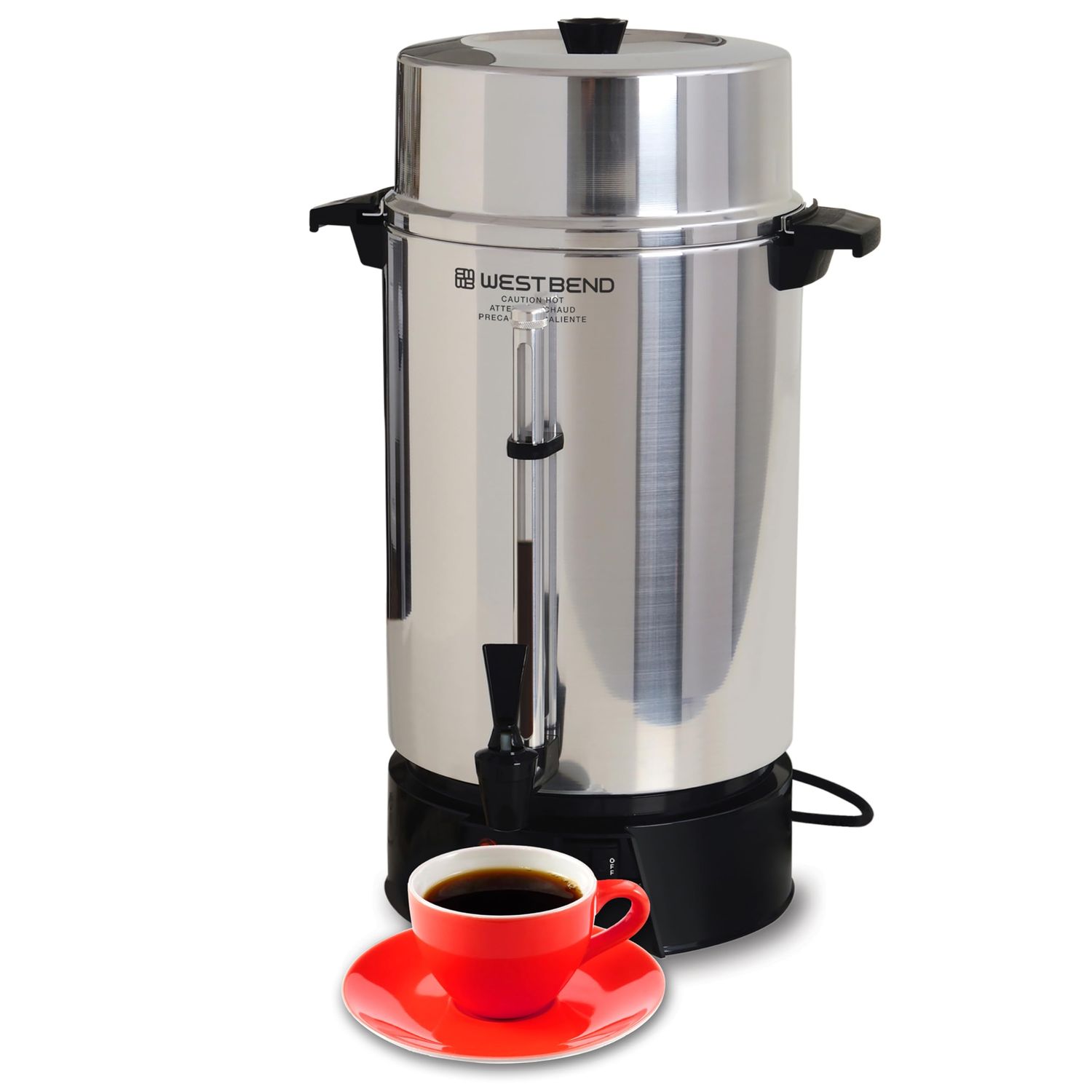West Bend 33600 Coffee Urn Commercial Highly-Polished Aluminum NSF Approved Features Automatic Temp…