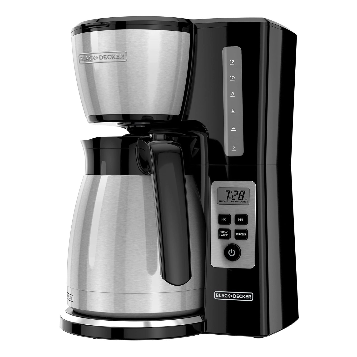 BLACK+DECKER 12 Cup Thermal Programmable Coffee Maker with Brew Strength and VORTEX Technology, Bla…