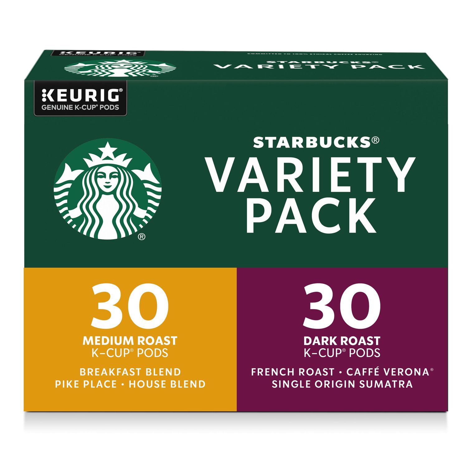 Starbucks K-Cup Coffee Pods, Starbucks Blonde, Medium and Dark Roast Hot or Iced Coffee, Variety Pa…