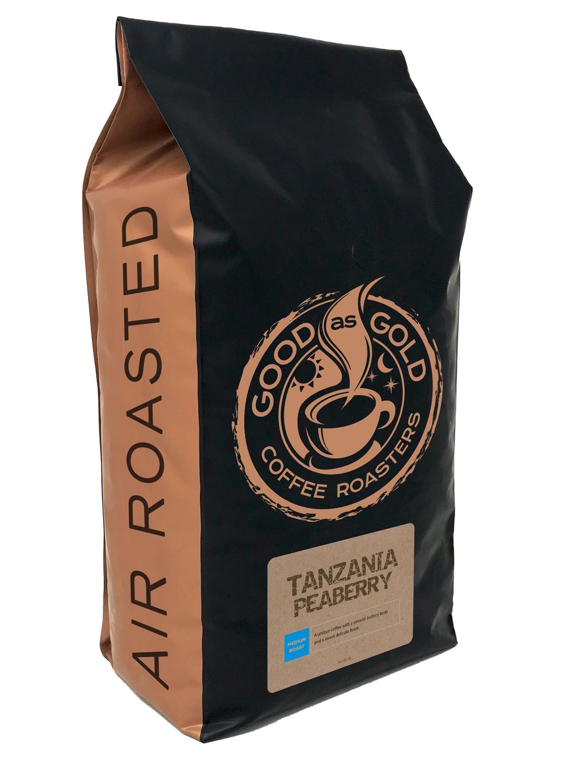 Tanzania Peaberry Coffee - Good As Gold Coffee Roasters - 5lb Whole Bean (Medium Roast) - 100% arab…