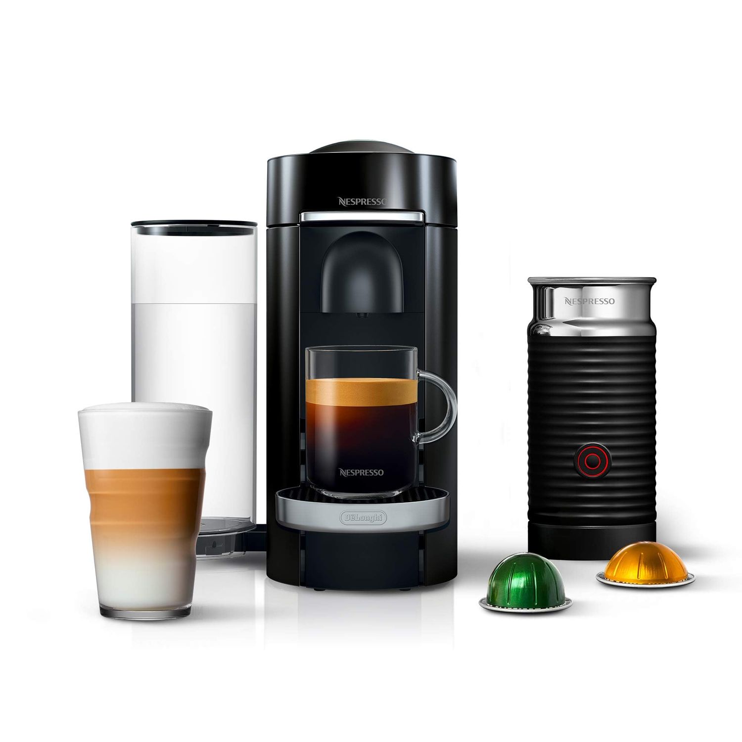Nespresso VertuoPlus Deluxe Coffee and Espresso Machine Bundle with Aeroccino Milk Frother by De'Lo…
