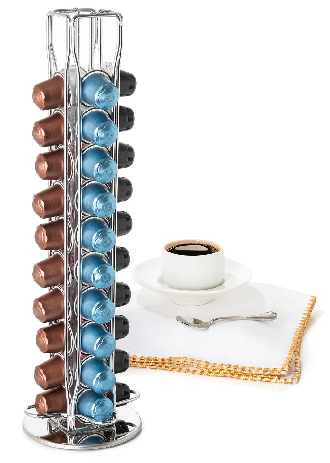 Mixpresso Capsule Spinning Carousel Holder I 360 Degree Rotatable Coffee Capsules Holder Rack I Sol…