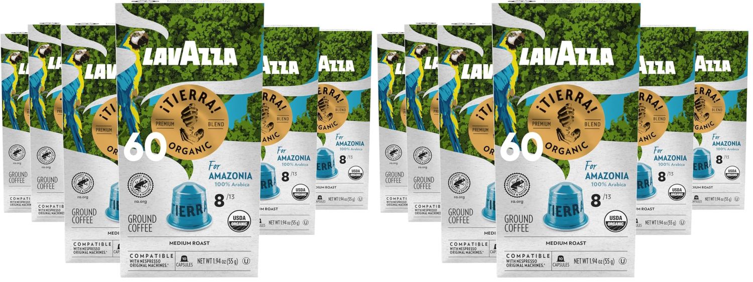 Lavazza TIERRA AMAZONIA USDA ORGANIC Espresso Aluminum Capsules Compatible- Nespresso Original Mach…