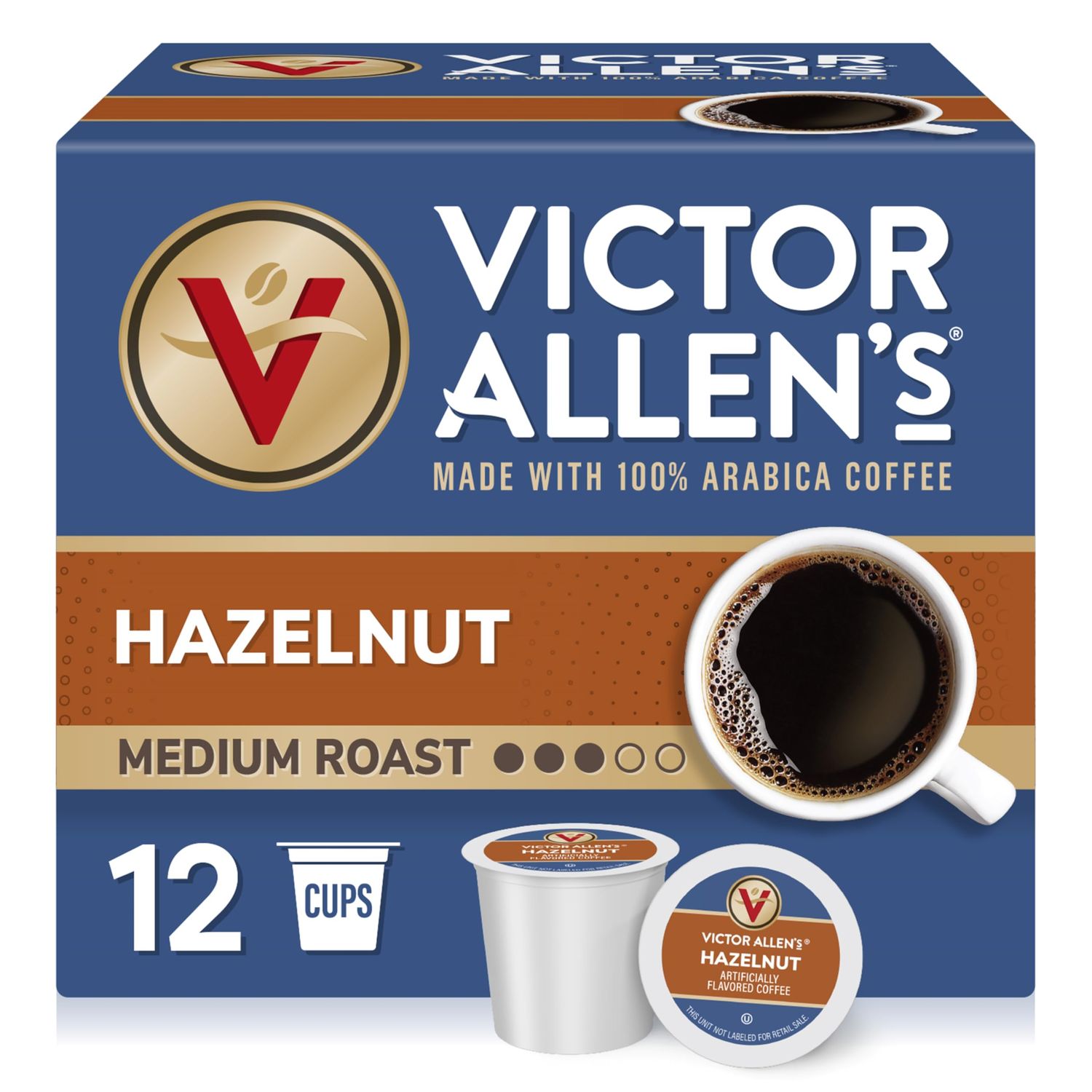 Victor Allen's Coffee Hazelnut Flavored, Medium Roast, 80 Count, Single Serve Coffee Pods for Keuri…