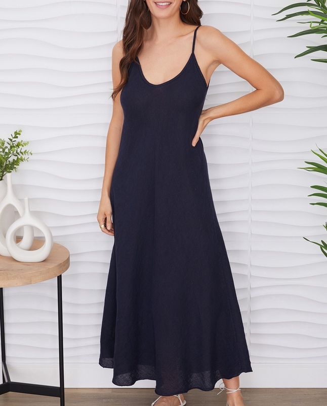 MM Linen Maxi Bias Cut Tank Dress
