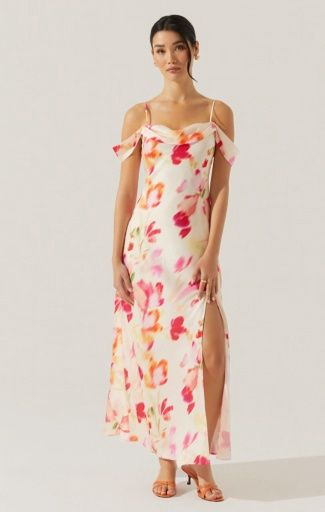 Spaghetti Strap Watercolor Dress, Colour: pink watercolor, Size: XS