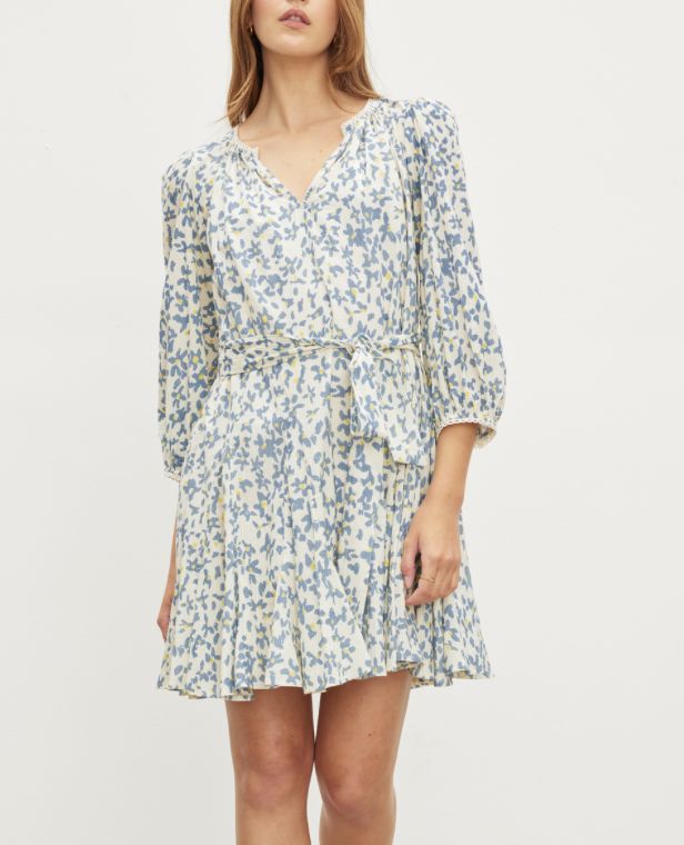 Mariah Floral Dress, Color: Blue Floral, Size: XS