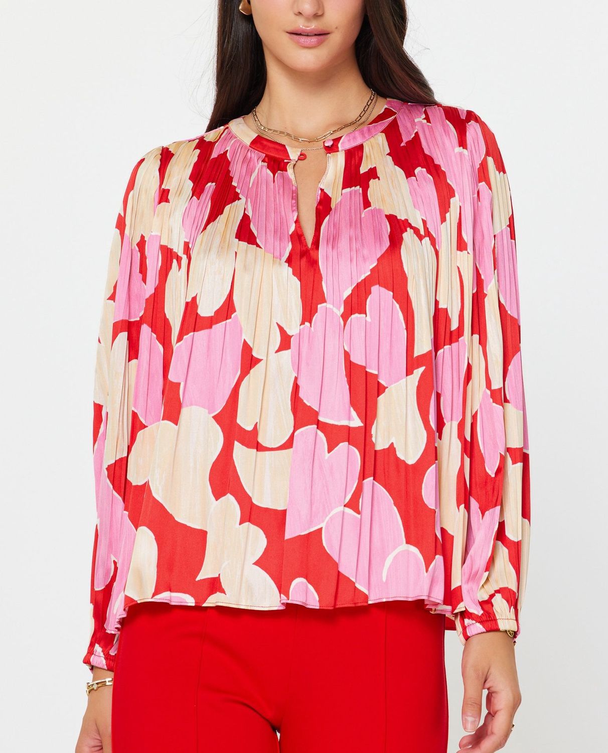 LS Multi Heart Print Blouse / CA