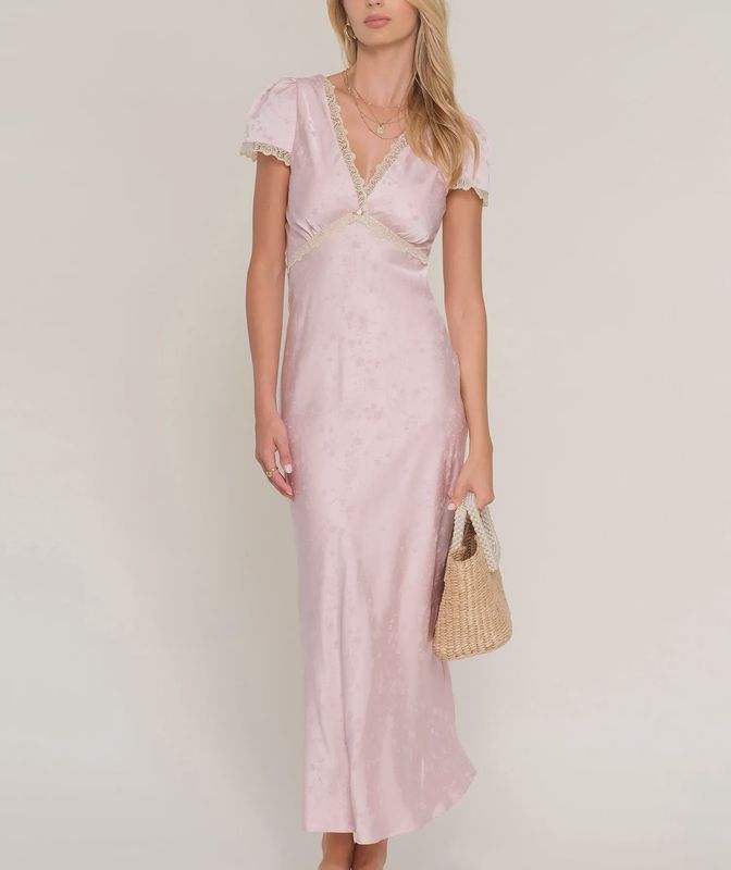 Cap Slv Lace Trim Slip Dress / HL