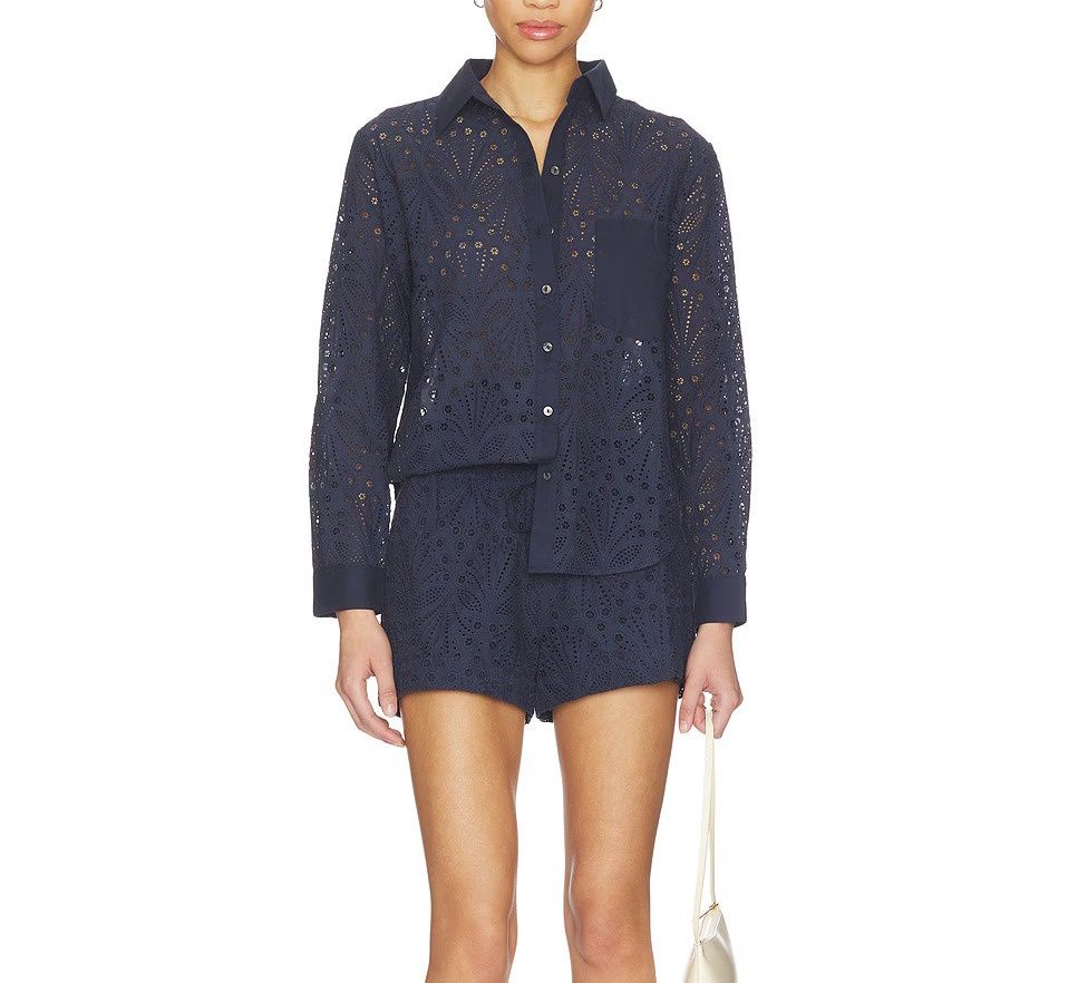 Eyelet Button Down Shirt w Pkt / HL