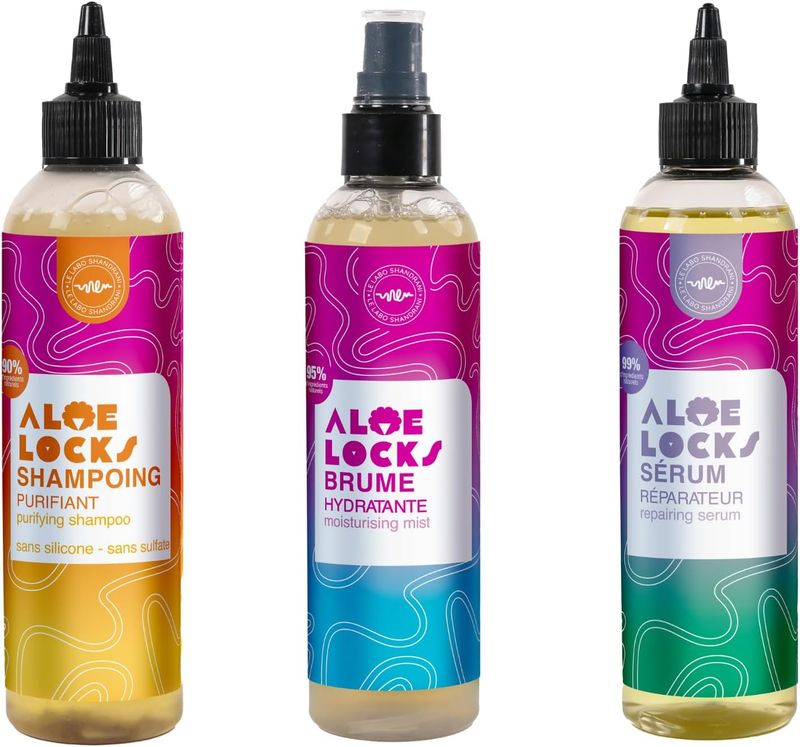 Aloé Locks – Pack Purifiant  (Shampoing + Sérum + Brume)
