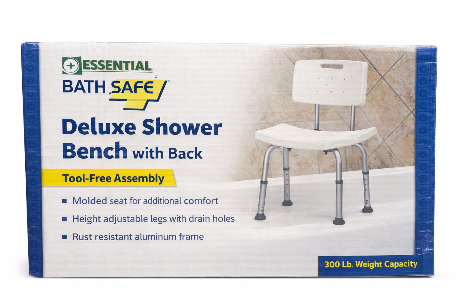 ESSENTIAL DELUXE SHOWER BENCH  WITH BACK