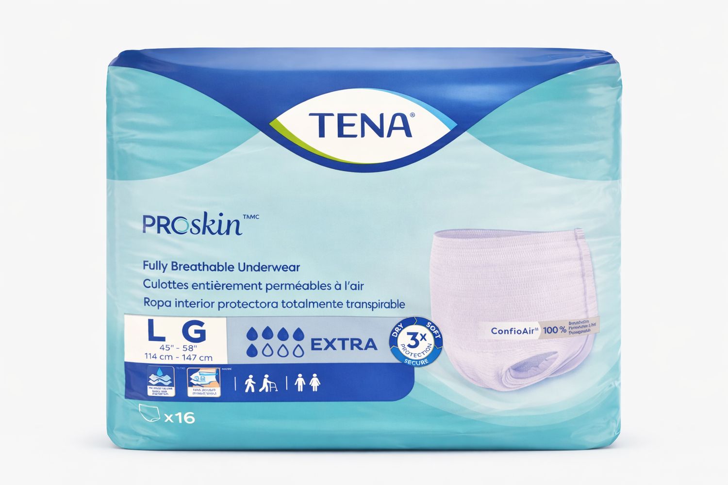TENA PROSKIN, Size: Large 16 count